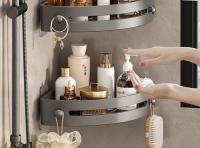2PCS Organizador De Baño Estante De Ducha Plástico Sin Perforar Accesorios De Baño Estante De Almacenamiento Para Cocina Tipo De Instalación Soporte De Pared - details 13