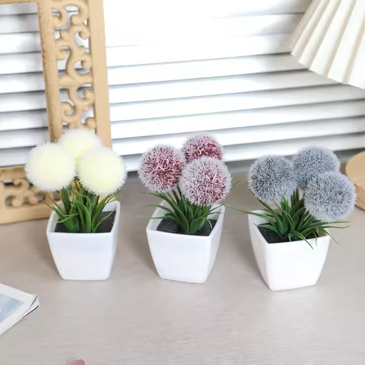 Set De Decoración Para El Hogar Con Plantas Artificiales De Evergreen Miniatura En Macetas Pequeñas Plantas Bonsái Para Exhibición Y Uso En La Oficina - 1