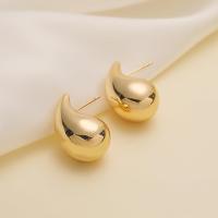 Pendientes de aro gruesos de oro para mujer, ligeros, huecos, abiertos, con forma de lágrima y gota de agua, hipoalergénicos. - details 1
