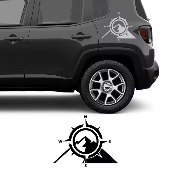 Pegatinas para coche Lateral Brújula Aventura compatible con Jeep Renegade - 1