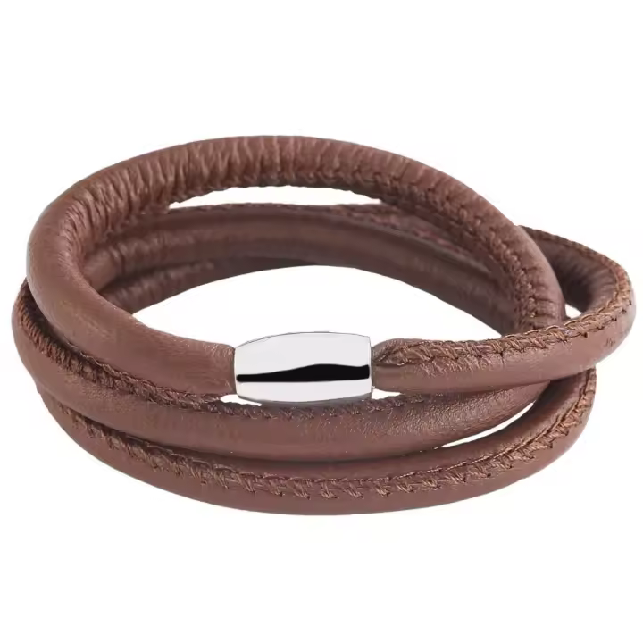 Akzent® Pulseira Redonda de Couro Genuíno Cham Cham 54cm - 1