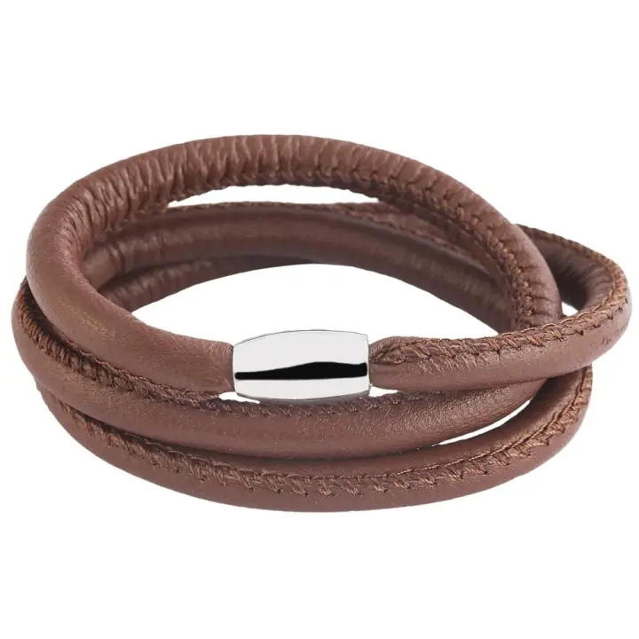Akzent® Pulseira Redonda de Couro Genuíno Cham Cham 54cm - 1