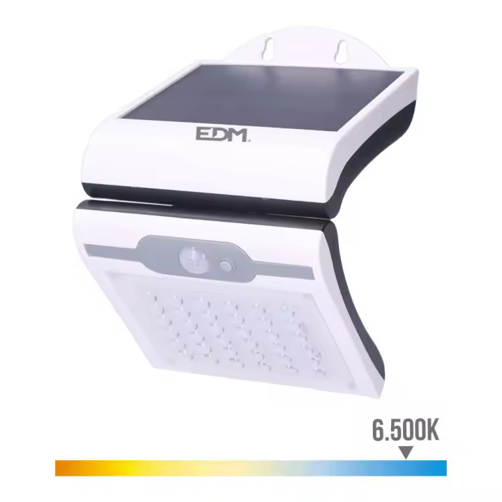 Aplique solar 2w 220lm 6.500k con sensor color blanco edm - 1