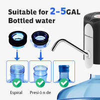 Dispensador de Agua eléctrica, Bomba de Agua,  USB-C, Bomba automática portátil con 2 adaptadores para Botellas y garrafas de 5, 8, 10, 15 y 20 litros, 1200mAh para Camping Oficina Gimnasio EasySpeed - details 1