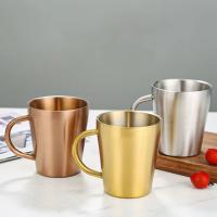 Taza De Acero Inoxidable 300ml Con Mano Para Bebidas Y Café Doble Capa Para Hogar Y Comedor Tazas De Cerveza Dorado Y Plata - details 4