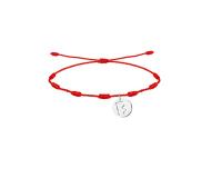 Cotigo Pulsera roja de 7 nudos hecho a mano con colgante de letras Iniciales de acero plateado , pulsera de nombre - details 1