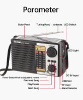 Radio Portátil FM AM SW Con Altavoz Bluetooth Inalámbrico Luz De Escenario LED MP3 Player Sensibilidad Alta Banda Completa Solar Emergencia - details 7
