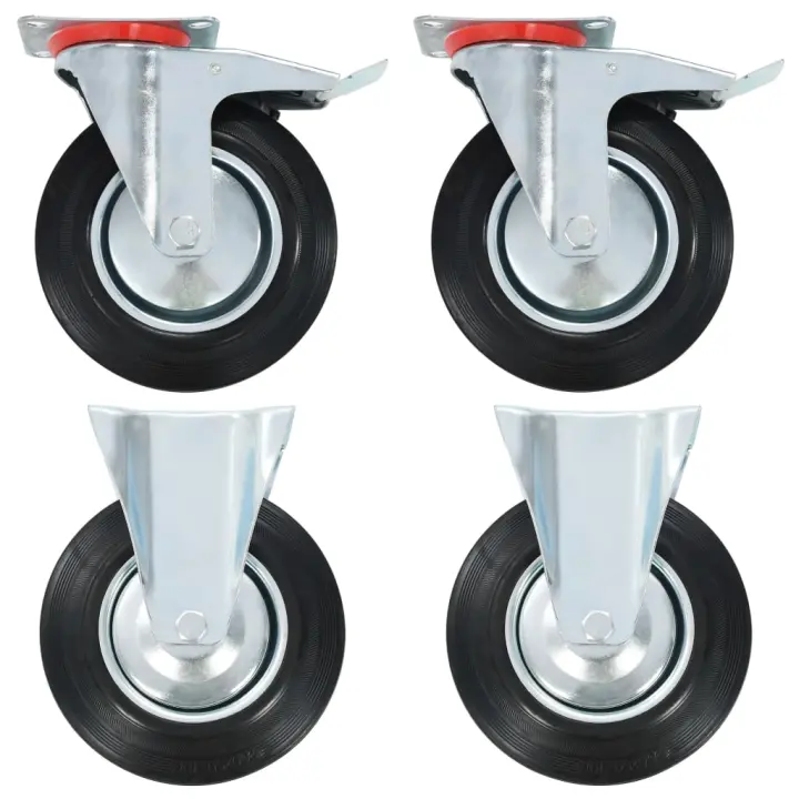 vidaXL Ruedas Fijas y Giratorias de Diámetro 200mm Manipulación Materiales Cantidad 4 unidades,  8 unidades,  12 unidades y mas - 1