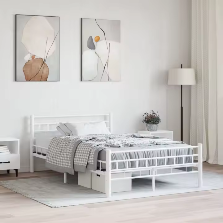 Estructura de cama sin colchón metal blanco 140x200 cm - 1