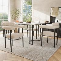 Conjunto de Mesa y sillas de Comedor con patas metálicas de Diseño y Sillas huecs de ante Cream, elegantes y cómodos para el comedor - details 1