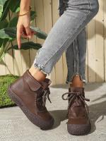 SP Nuevas Botas individuales de otoño Y invierno para Mujer, hecho a mano, estilo retro, casual, de Suela Gruesa, comodas, Con Cordones y Suela suave. - details 14