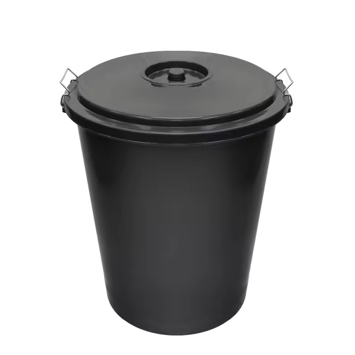 Cubo de basura de plástico con tapa Wolfpack, capacidad de 50 litros - 1