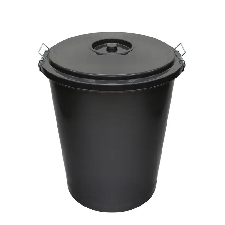 Cubo de basura de plástico con tapa Wolfpack, capacidad de 50 litros - 1