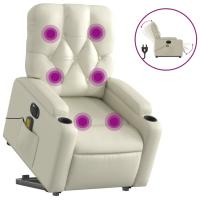 vidaXL Sillón de masaje elevable eléctrico cuero sintético Negro, Crema, Marrón Sillon Dormitorio Sillon Comodos Silla Relax Sillón Sofá - details 0