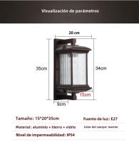 Lámpara De Pared Exterior Impermeable De Metal Para Hotel Villa Gran Porche Jardín Puerta Luz De Exterior AC90-260V - details 11