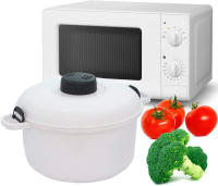 Olla a vapor para microondas | Olla a presión Multiusos para Microondas | Color blanco | Capacidad 2,8 Litros | Cocina al vapor | Fácil, rápido y saludable | Dimensiones: 27x10x20 cm | Marca RevolutionLine - details 0