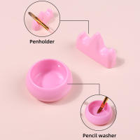 Set Profesional De Limpieza Para Uñas Con Contenedor De Líquido Y Polvo Acrílico Soporte Para Uñas Y Cuchillas Herramientas De Manicura En Color Rosa - details 3