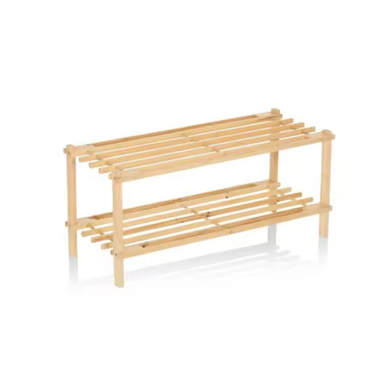 Zapatero de madera multifuncional de doble capa ecológico, adecuado para pasillos de entrada. - 1