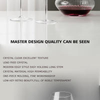 Vaso De Vino Tinto Ultra-Fino De Cristal Hecho a Mano 260-650ML Capacidad Gran Abdomen Para Prueba De Vino Bordeado De Burdeos Y Burgundy - details 1