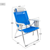 Aktive - Silla de playa plegable con respaldo reclinable 8 posiciones, 47x63x99 cm, de aluminio y textileno, con mochila, cojín, posavasos, bolsa rejilla, bolsillo lateral y antivuelco, máx. 110 kg, sillas de playa, sillas plegables, accesorios verano - details 3