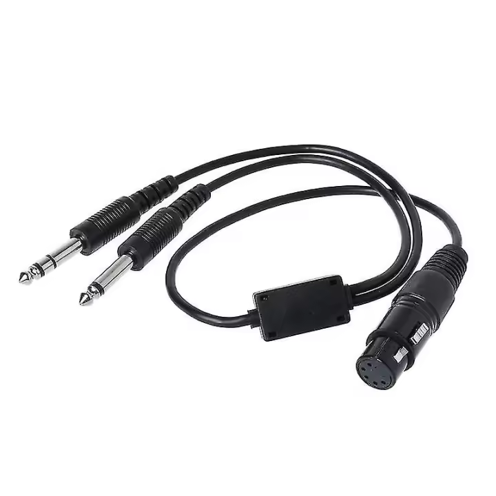 Auriculares durables negras de la aviación para el autobús Xlr al convertidor del adaptador de las auriculares del piloto del Ga (enchufe dual) - 1