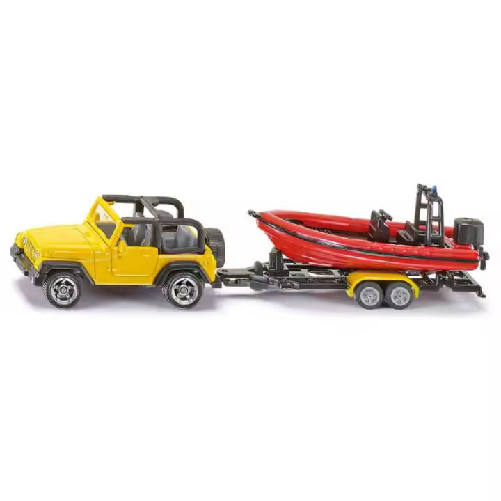 Siku - Jeep Wrangler con Barco de Motor y Remolque - Diversión Garantizada - Transporte Fácil - 1