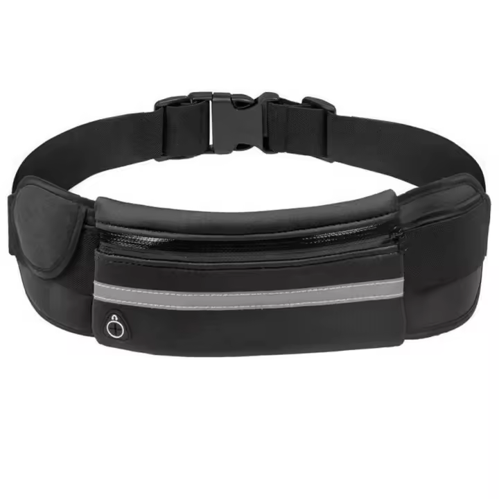 Riñonera Deportiva Bolsa Running para Cintura de Neopreno con Botellero para Guardar Llaves, Móvil, Auriculares, con 2 Bolsillos Sport Cinturón Negra Cadera Bandolera Elástica Ajustable - 1