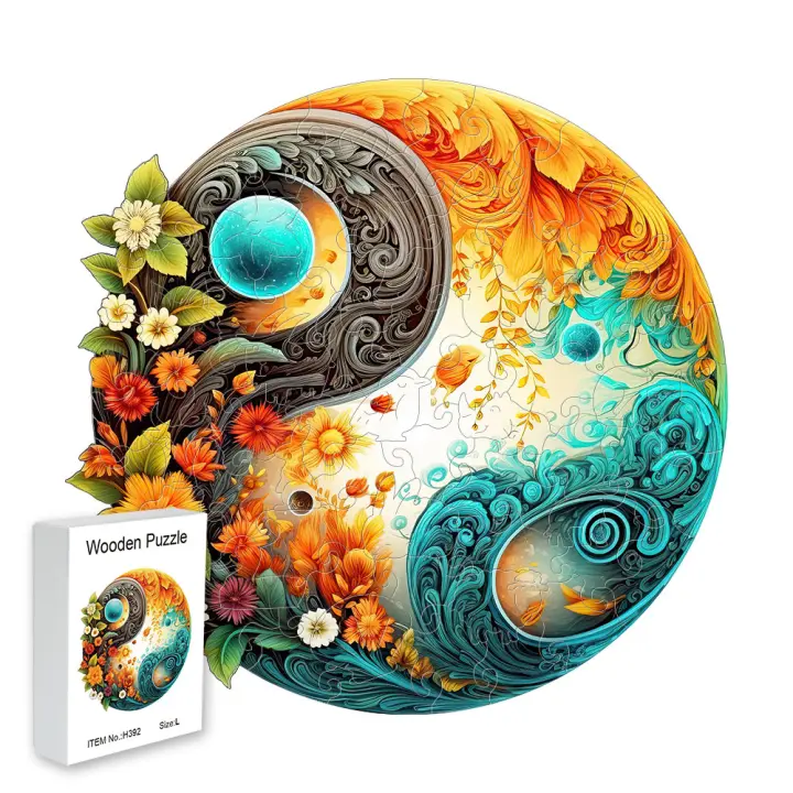 Caja De Regalo De Madera En Forma Irregular Jigsaw Yin-Yang Para Adultos Juego Interactivo De Reducción De Estrés Para Familia Regalo De Navidad - 1