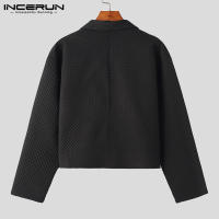 Blazer Casual Para Hombre Estilo Coreano INCERUN Texturizado Corto Para Fiestas De Color Sólido Talla S-5XL Moda Transversal - details 12
