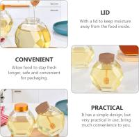 2 piezas de tarro de miel en forma de hexágono tarro de miel tarro de almacenamiento de miel de vidrio con recipiente transparente contenedor de alimentos para la cocina del hogar (380Ml) - details 0