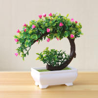 Planta Artificial En Maceta Bonsái Verde Árbol Pequeño Ornamentos Realistas Plásticos Eterna Decoración Floral Para Escritorio - details 0