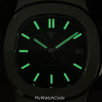 Reloj Automático Tandorio Design Para Hombres Con Dial Texturizado Azul Gris 40mm Movimiento NH35 Impermeable 10BAR Correa De Acero Inoxidable 316L - details 1