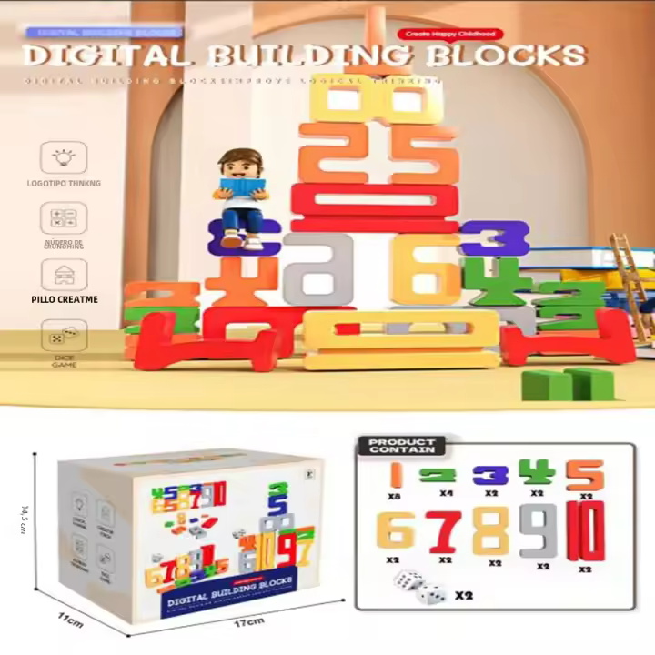 Bloques De Construcción De Números Madera Montessori Juguete Educativo Para Bebés Equilibrio Matemático Juguetes Naturales Para Niños - 1