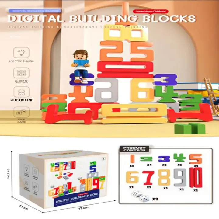 Bloques De Construcción De Números Madera Montessori Juguete Educativo Para Bebés Equilibrio Matemático Juguetes Naturales Para Niños - 1