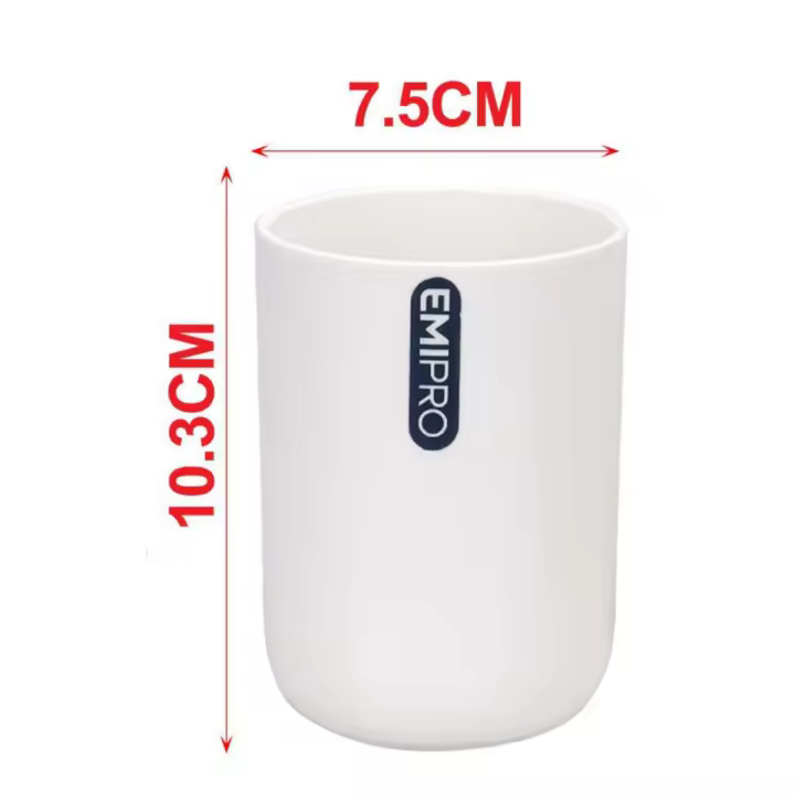 Set Accesorios Baño de Bambú Estilo nordico Blanco Dispensador Jabon,portacepillos ,Escobilla, Vaso para Enjuague ,Jabonera,Juego de 5 Piezas - 1