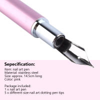 Lápices De Arte Para Uñas De Precisión Metálicos Con Punta Para Puntos Y Líneas Para Dibujo Y Decoración De Uñas Color Rosa Y Plateado - details 2