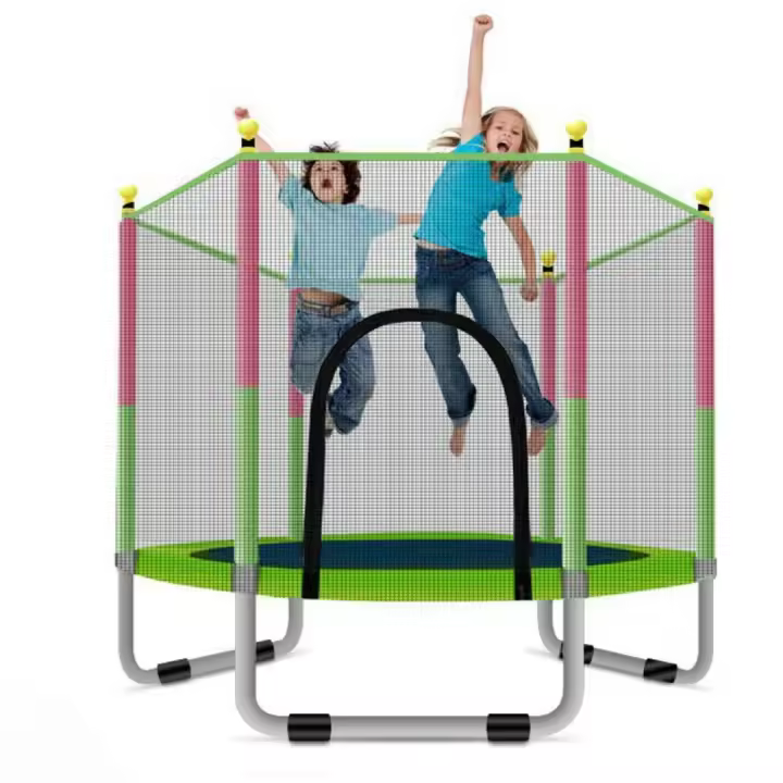 ALLINLIFE Trampolín portátil para niños de 140 cm / 160 cm,Cama elástica - trampolín 6FT， 8FT ideal para regalo de Navidad, espuma anticolisión para saltar y actividades de trampolín interior en trampolín interior para 4-15 años - 1