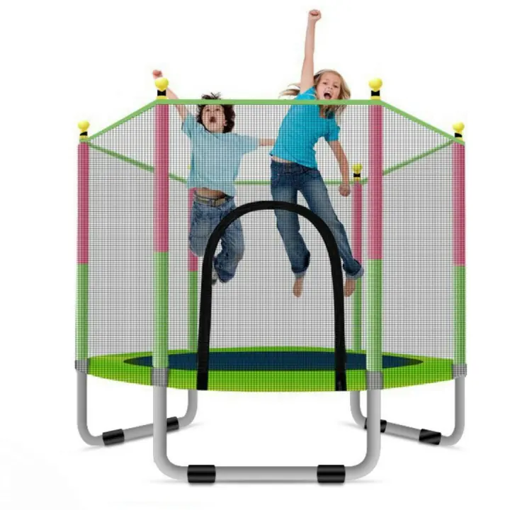 ALLINLIFE Trampolín portátil para niños de 140 cm / 160 cm,Cama elástica - trampolín 6FT， 8FT ideal para regalo de Navidad, espuma anticolisión para saltar y actividades de trampolín interior en trampolín interior para 4-15 años - 1