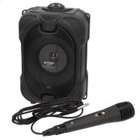 Bontempi - Altavoz karaoke con micrófono, 50W de potencia, luces RGB, conexión inalámbrica, USB, microSD, radio, función estéreo, batería recargable, formato portátil Ø12x18 cm, ideal para fiestas y eventos, con ranura para móvil - details 1