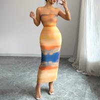 Vestido De Mujer Verano 2025 Sin Mangas Bodycon Midi Con Estampado De Atardecer Vestido De Boda Fiesta Cocktail De Cintura Natural Long Skirt - details 5