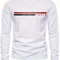 Camiseta De Algodón Puro 100% Para Hombre Estampado De PARIS Cuello Redondo Manga Larga Cómoda Y Casual Para El Verano - details 9
