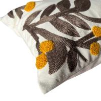 Cojín Decorativo Alo Home Canvas Beige Bordado Mimosas 30x50 cm Cremallera Lavable Algodón y Poliéster - details 1