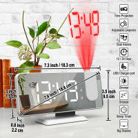 Reloj De Alarma Digital LED Con Proyector De Tiempo Y Radio FM Función De Despertar Con Snooze Y Dos Alarmas Reloj De Mesa USB - details 14