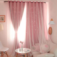 Cortinas De Ventana Doble Capa Para Niñas Y Niños Con Estilo Nórdico Estrella Negra Acolchadas Para Dormitorio Decoración De Puerta - details 2