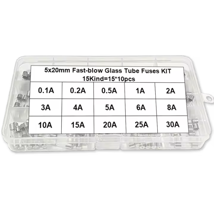 Kit De Fusibles De Vidrio De 150 Piezas 5*20mm Variedad De Corriente 0.1A-30A Para Automóvil Y Hogar Caja Libre De Fusibles Rápidos - 1