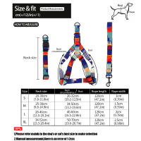 Juego De 3 Piezas Abstracto Y Correa Para Mascotas Con Patrón Geométrico Multicolor Correa Y Collar Para Perros De Nylon - details 4