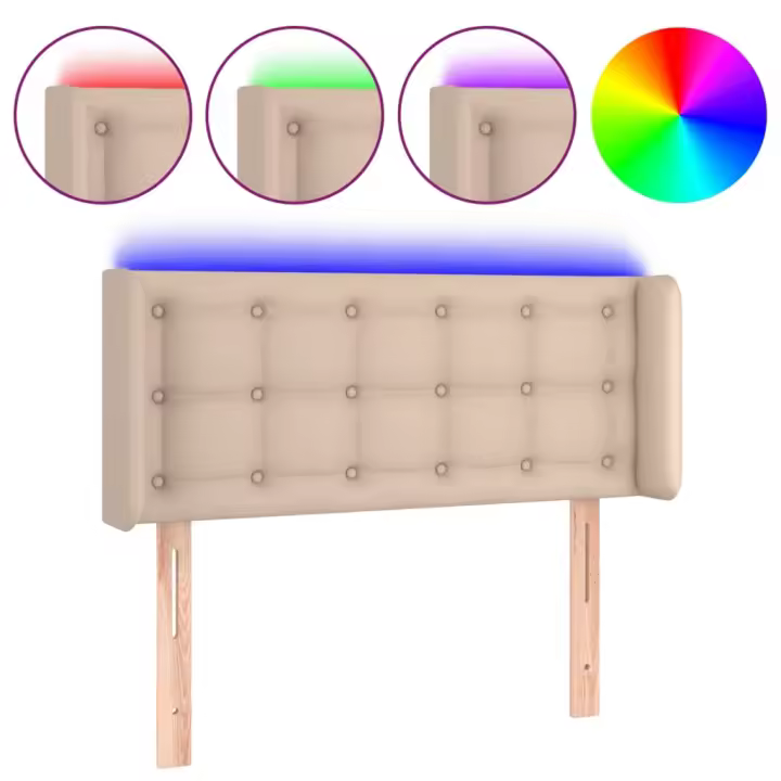 vidaXL Cabecero con LED cuero sintético color capuchino 83x16x78/88 cm - 1