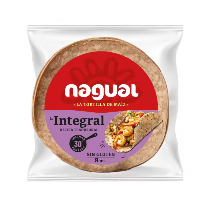 Tortilla de Maíz Integral Nagual 8 Unidades - Vegana, Sin Gluten, Desayuno - 1