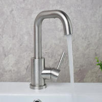 Grifo De Baño De Acero Inoxidable 304 Mezclador De Agua Caliente Y Fría Con Rotación De 360 Grados Monohandle Moderno - details 3