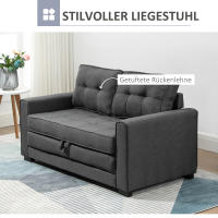 Cecodadi sofá Cama plegable 2 plazas, Sofá Cama con función de dormir, Tacto Lino, Madera de Caucho, Gris, 147,5x75x85cm - details 1